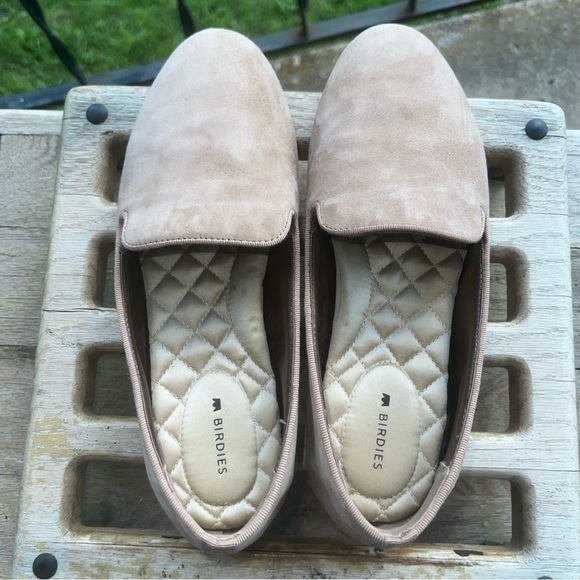 Birdies Shoes Womens 7.5 Tan Suede Leather Flats Quilted Lining Slip Resisitant - Picture 10 of 11